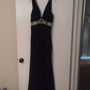 Long evening gown with sequined waist